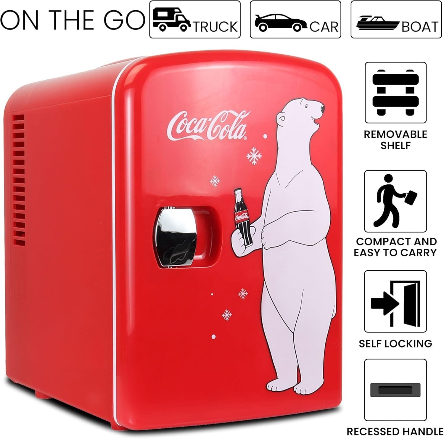 4L Coca-Cola Polar Mini Fridge Portable Cooler Warmer AC/DC Red