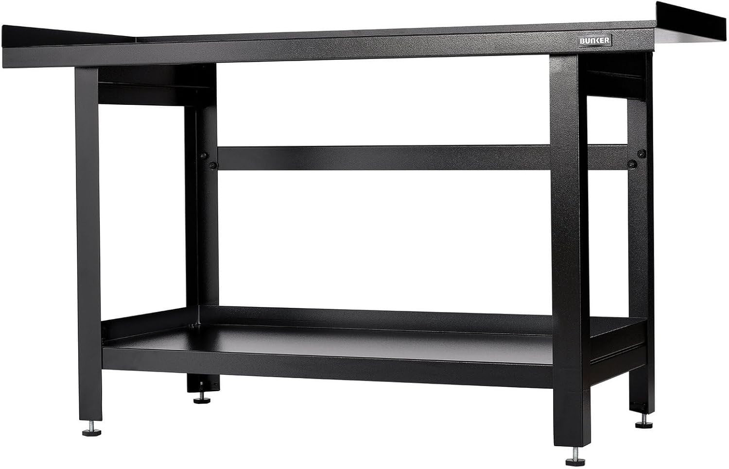Heavy Duty 1.55m Steel Workbench Adjustable Feet Matte Black Bunker Range