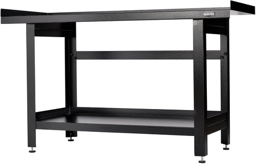 Heavy Duty 1.55m Steel Workbench Adjustable Feet Matte Black Bunker Range