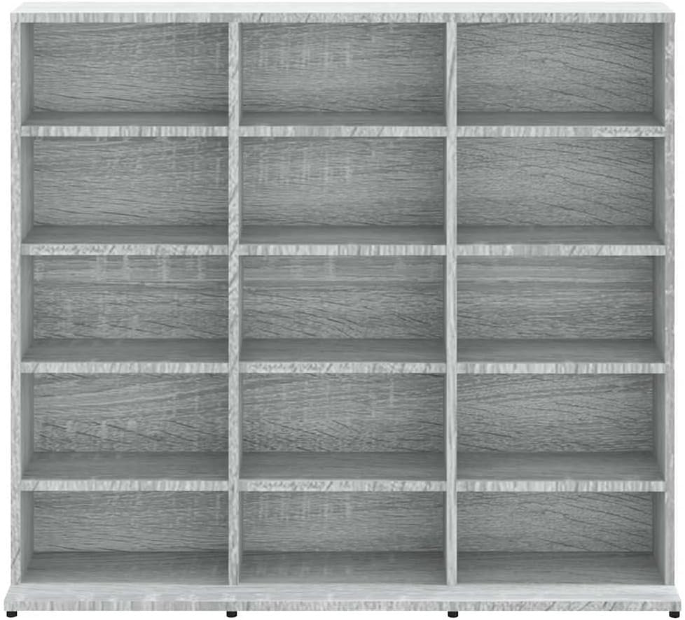 Grey CD DVD Storage Cabinet Media Organizer Shelf Unit 100cm Bookcase