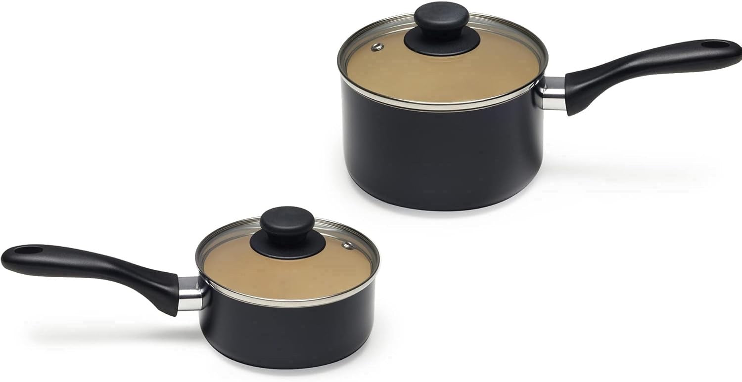 11pcs Ceramic Non Stick Cookware Set Black Cream PFOA Free Pots & Pans Kitchen