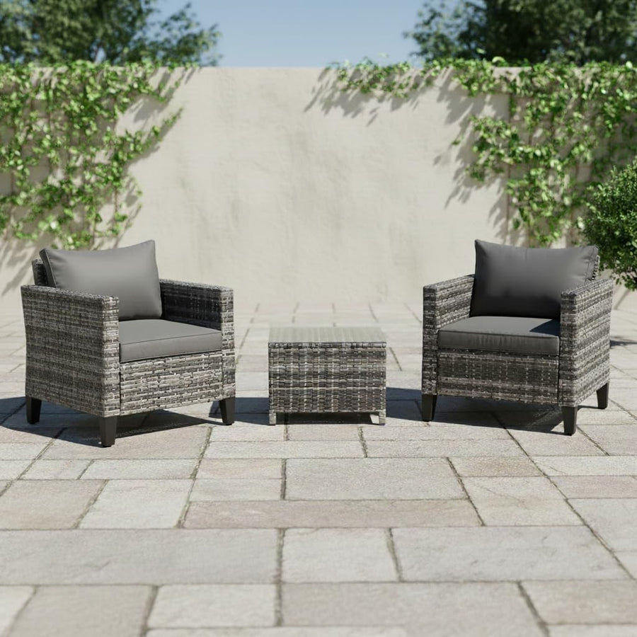 Outdoor Rattan Bistro Sofa Set 2 Seater with Coffee Table Compact Patio Lounge