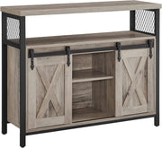 Heather Greige Sideboard Sliding Barn Door Storage Cabinet Industrial