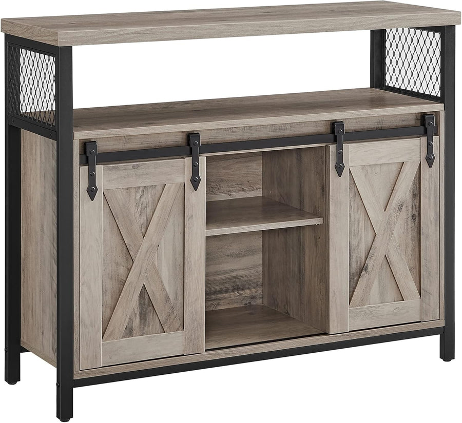 Heather Greige Sideboard Sliding Barn Door Storage Cabinet Industrial