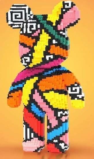 Rainbow Bear Building Blocks Kit 3688pcs | Art Toy Decor Gift 47cm Tall