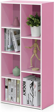 7 Cube Reversible Bookcase Storage Open Shelf Compact Design Organizer Pink