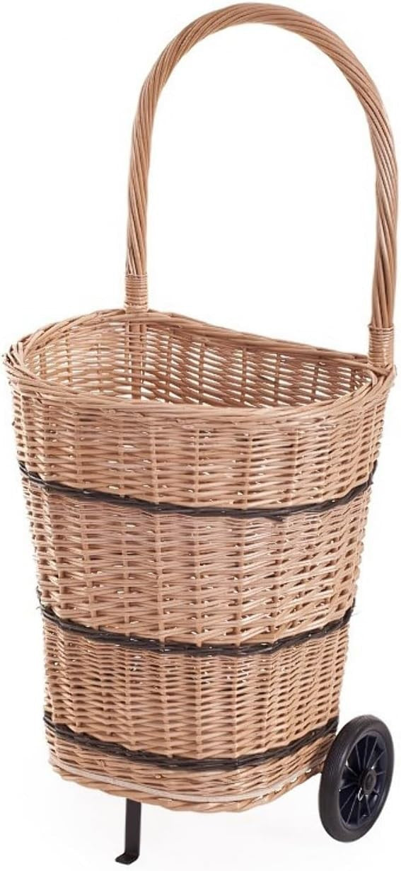Wheeled Willow Firewood Basket Trolley – Durable, Easy Mobility, Rustic