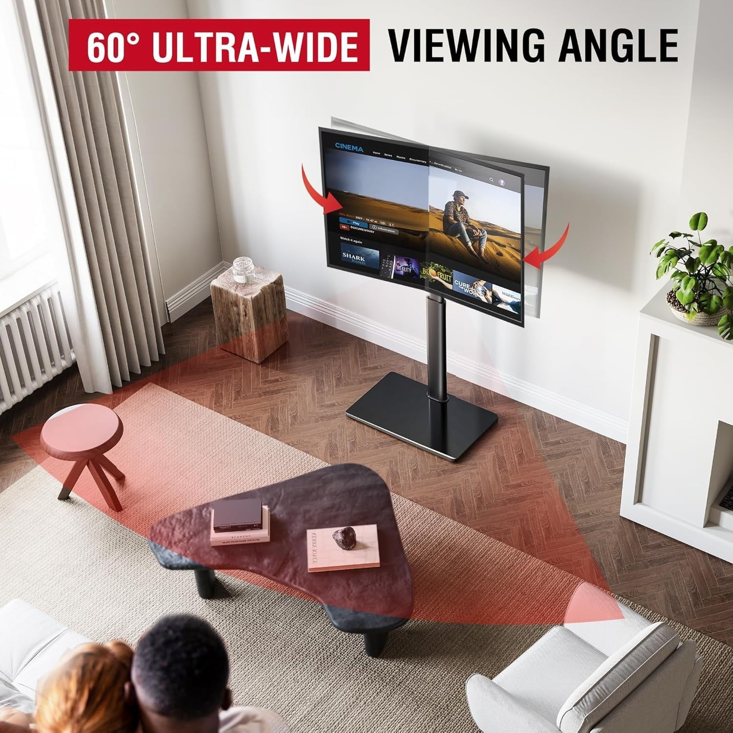 TV Floor Stand for 32-70" with Swivel Tilt & Height Adjust, VESA 400x400