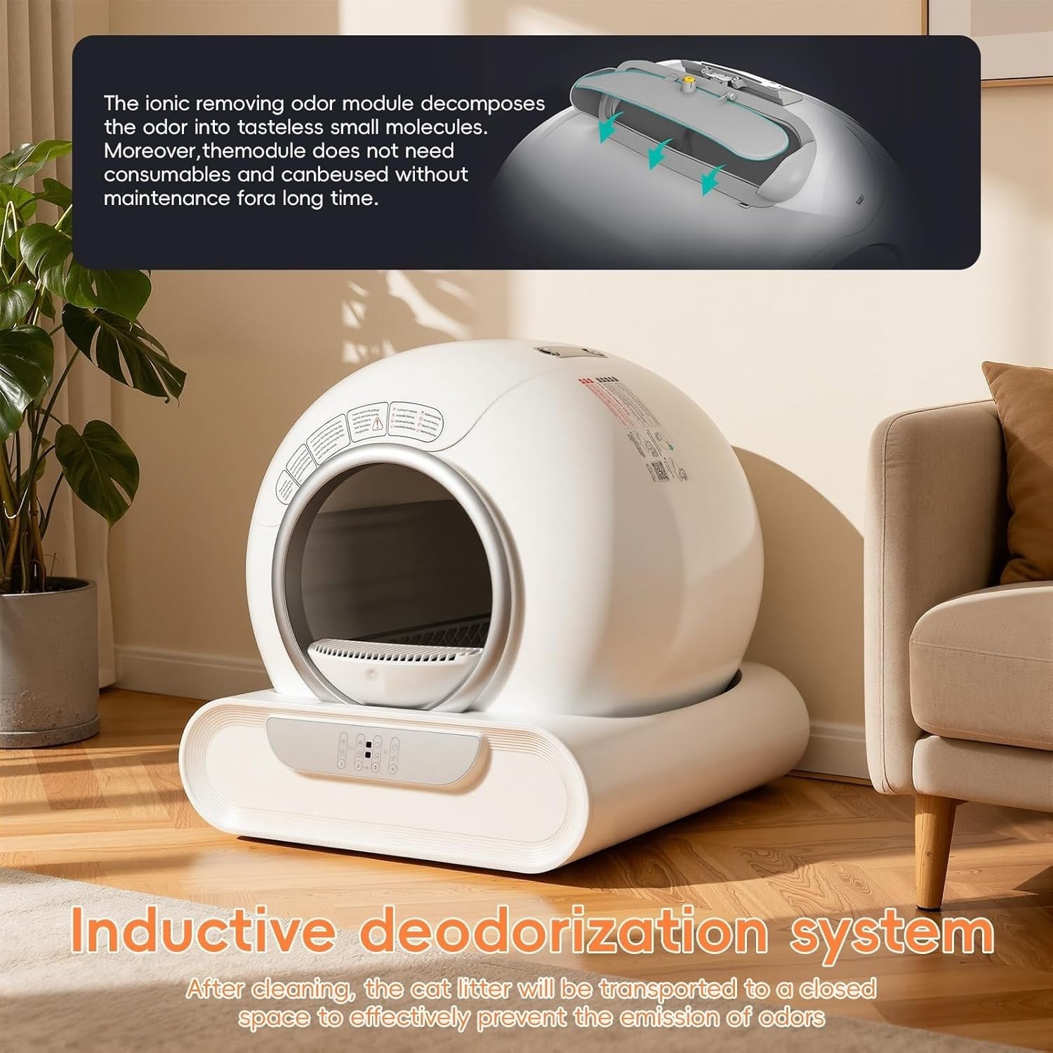 Self Cleaning Cat Litter Box App Control Smart Auto Odor Removal XL