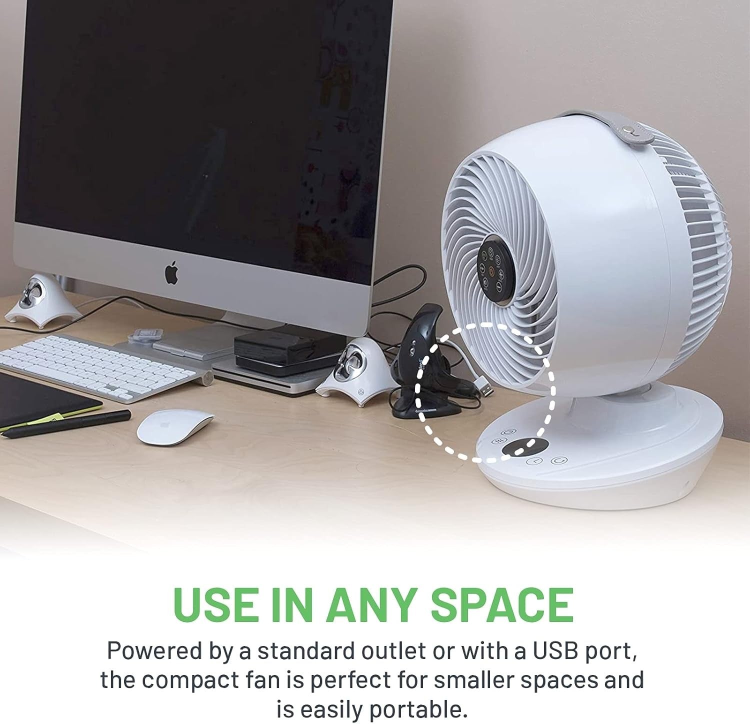 Silent 12-Speed Air Circulator Fan Remote Control Oscillating Desk Cooling White