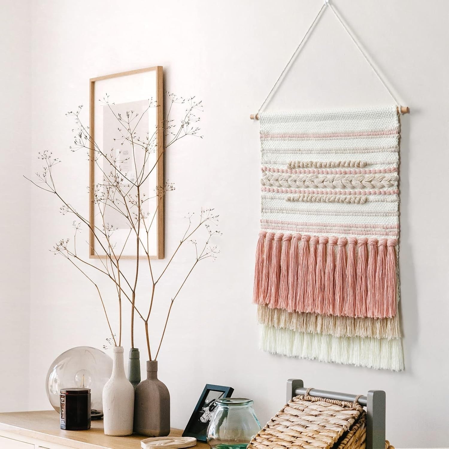 Boho Macrame Wall Hanging 16.5"x22" Geometric Tapestry Decor