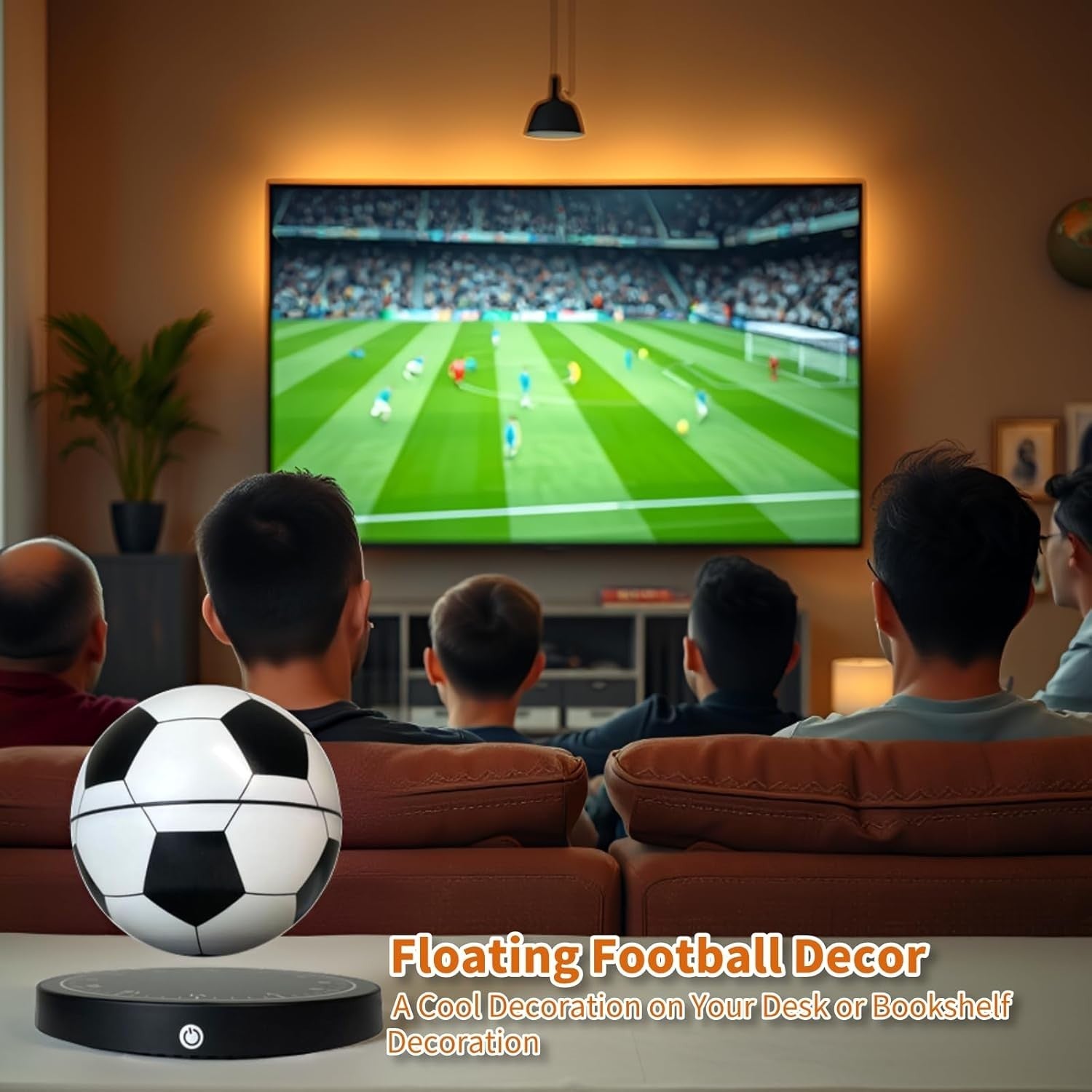 Magnetic Levitating Soccer Ball Lamp White LED Floating Desk Night Light