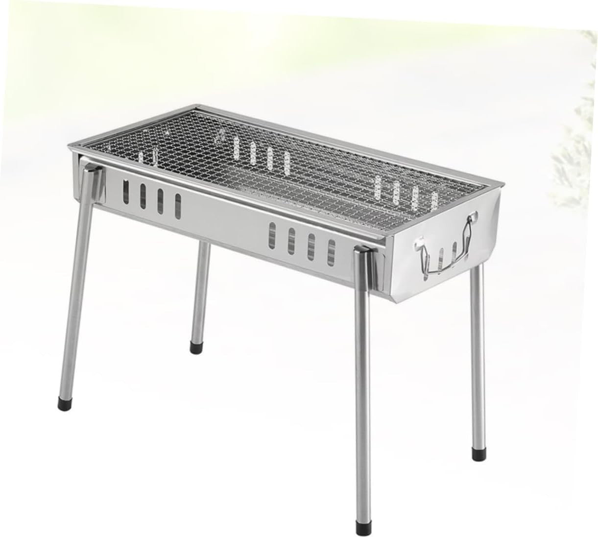 Portable Stainless Steel Charcoal BBQ Grill with Folding Legs Outdoor Camping