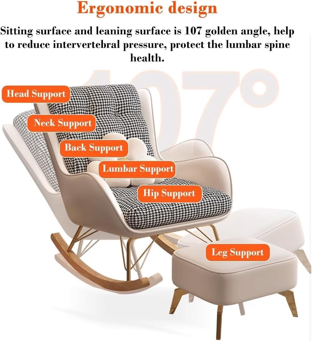 Ergonomic Rocking Recliner Chair & Ottoman Set | Mid-Century Living Room Seat