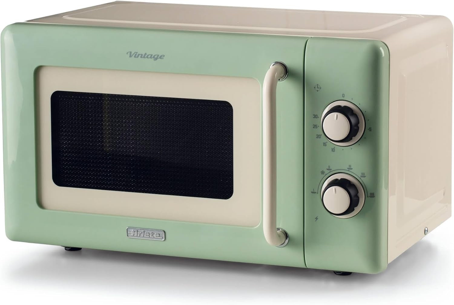 20L 800W Vintage Mechanical Microwave with 5 Power Levels, Green