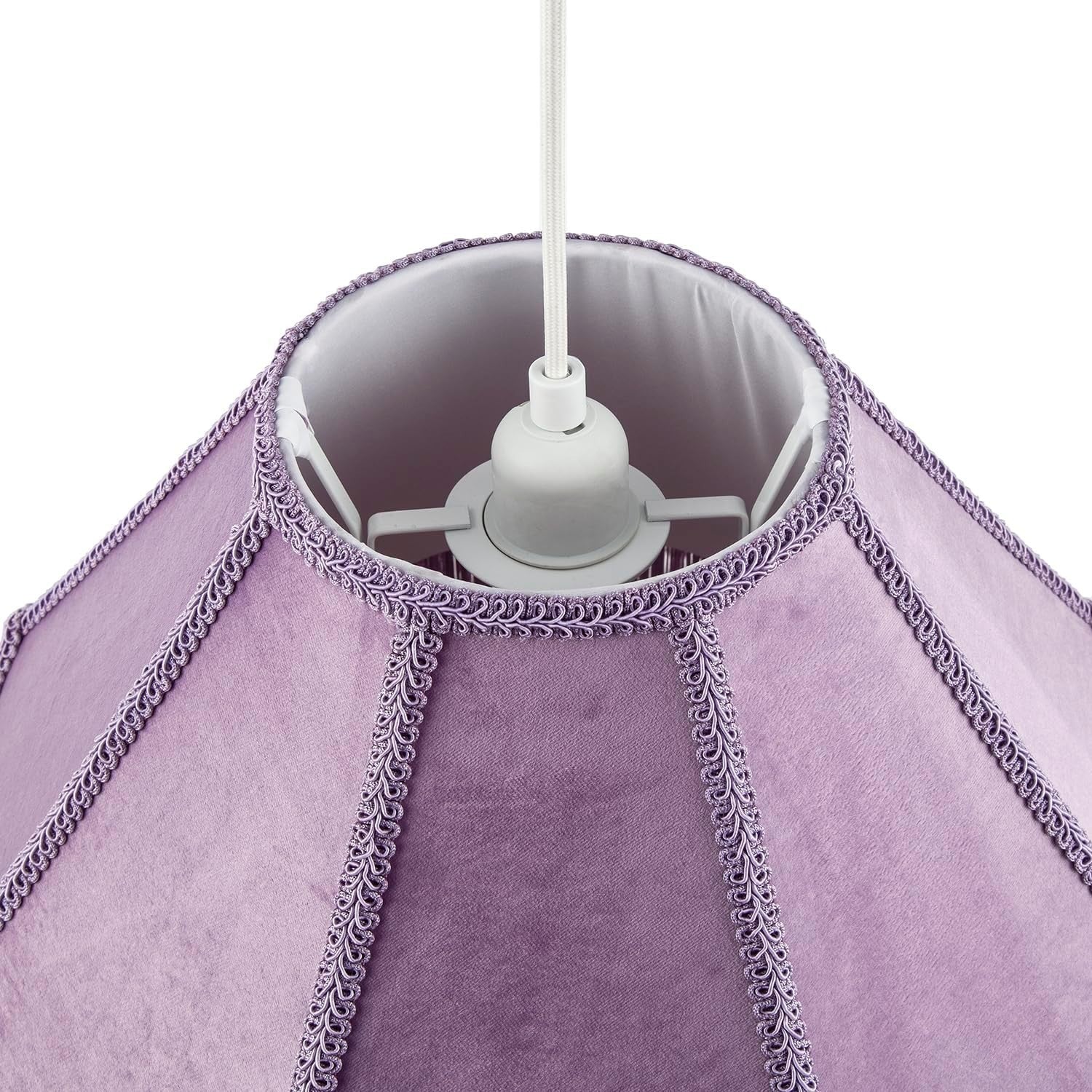 Victorian Empire Velvet Lampshade Lilac Tassel Pendant 40cm