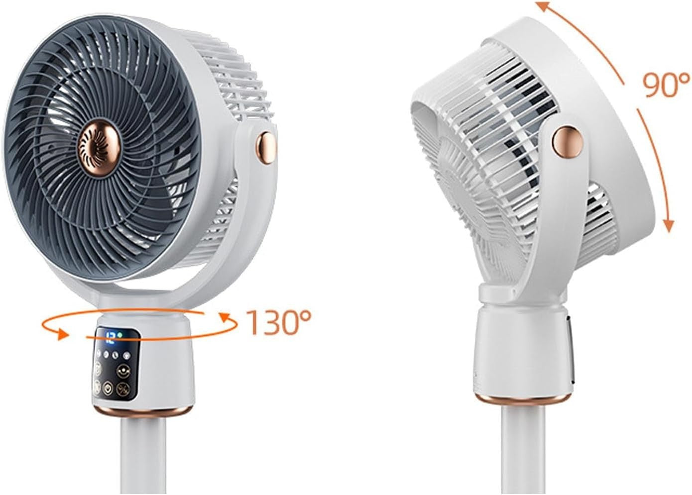 Oscillating White Standing Fan – 360° Air Circulation Remote Cooling for Bedroom