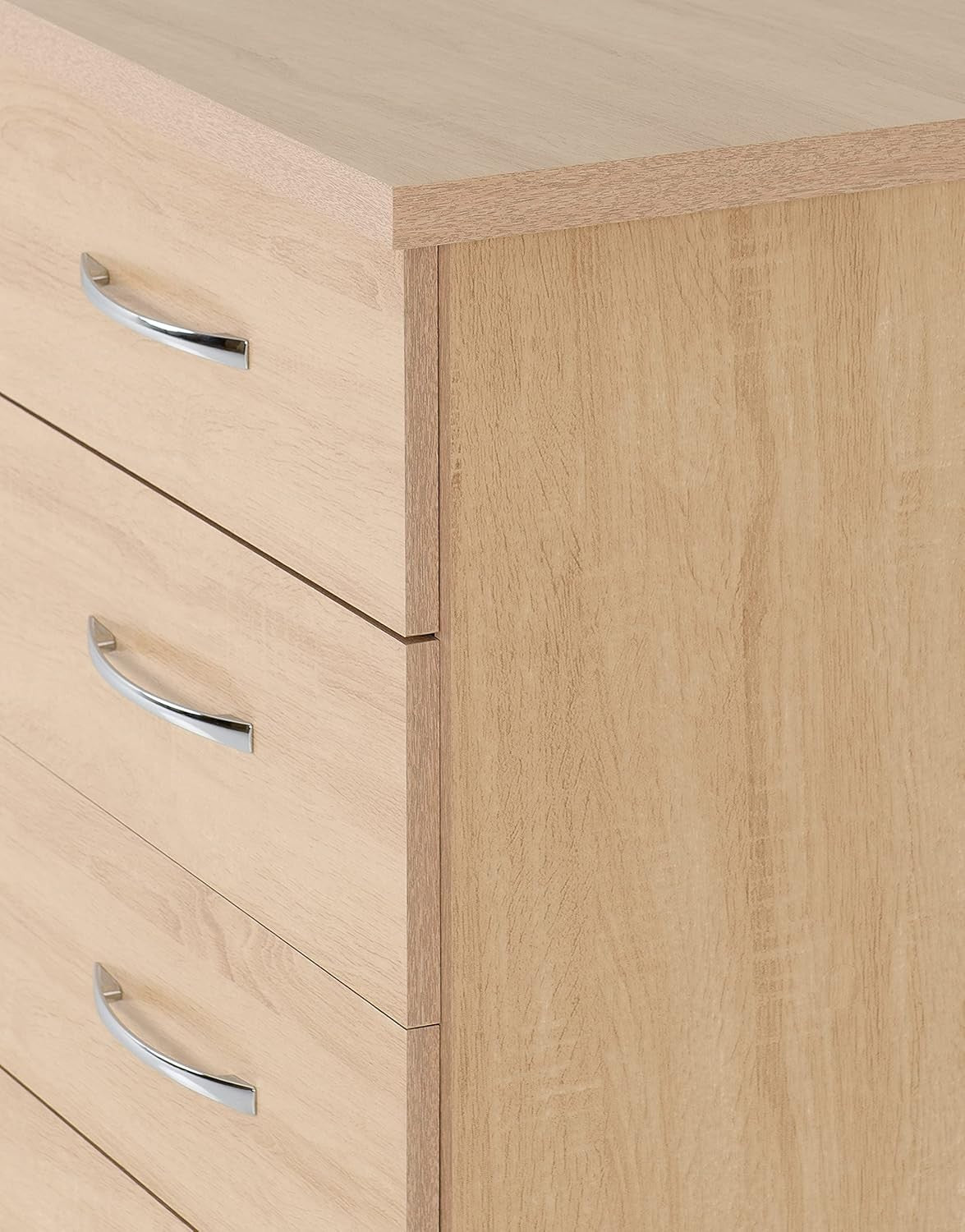 Slim Oak 5 Drawer Chest Tall Narrow Storage Unit for Bedroom Living Room