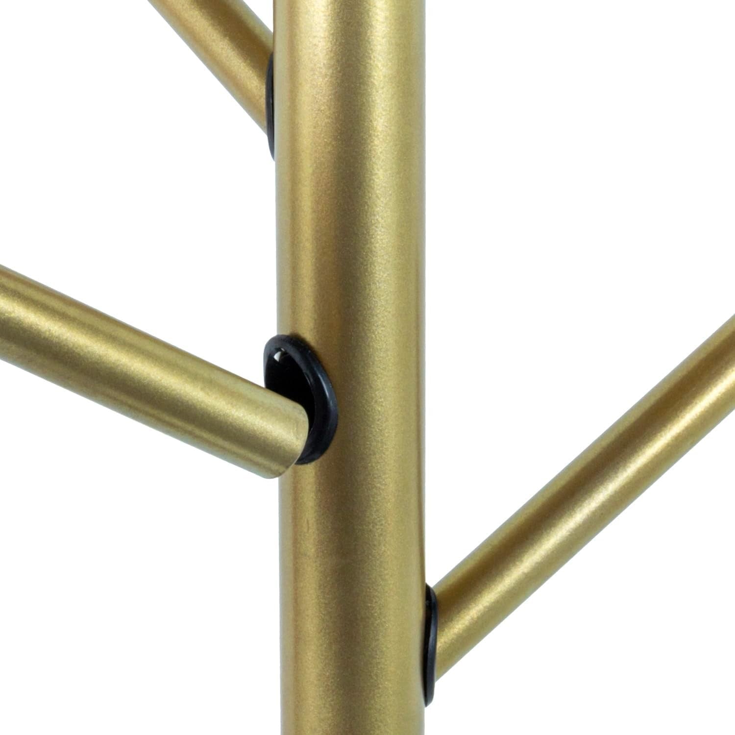 Modern Brass Metal Coat Rack with Umbrella Holder | 6 Hook Hall Stand