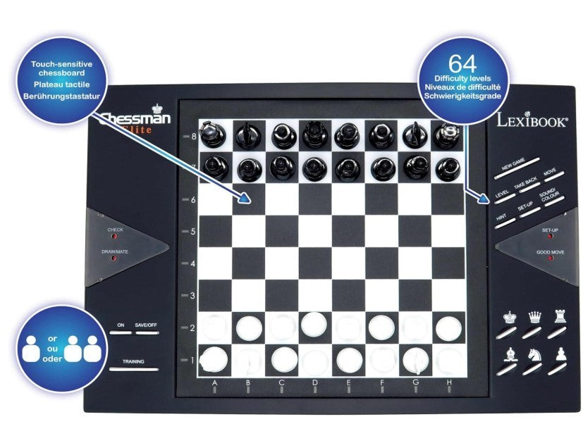 Electronic Chess Game with LEDs | 64 Difficulty Levels | Battery/Adapter Powered