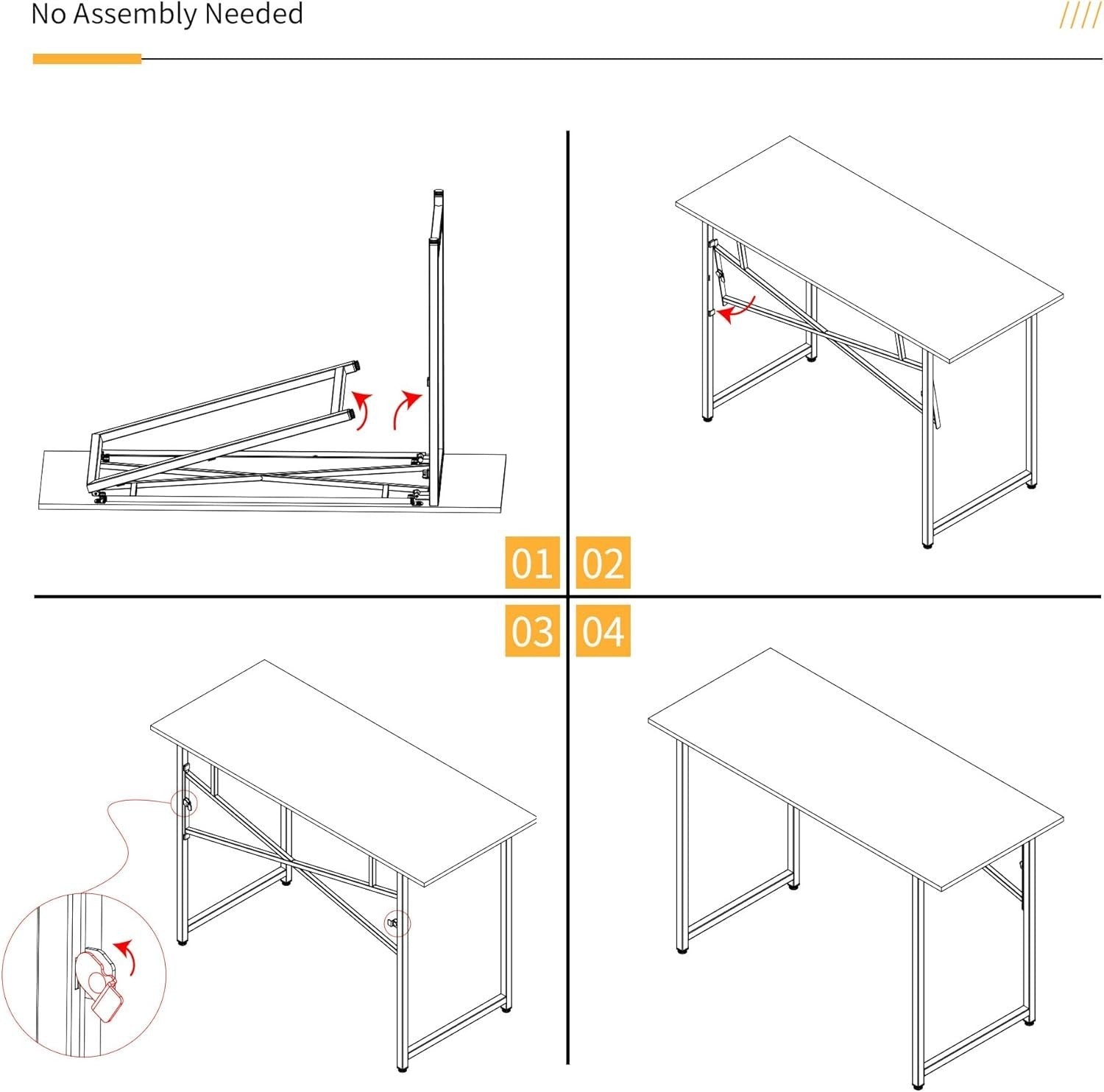 Folding Computer Desk 120cm Rustic Brown No Assembly Home Office Gaming Table