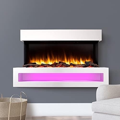 43" Wall Mounted Electric Fireplace 18/2kW Programmable Remote LED Flame