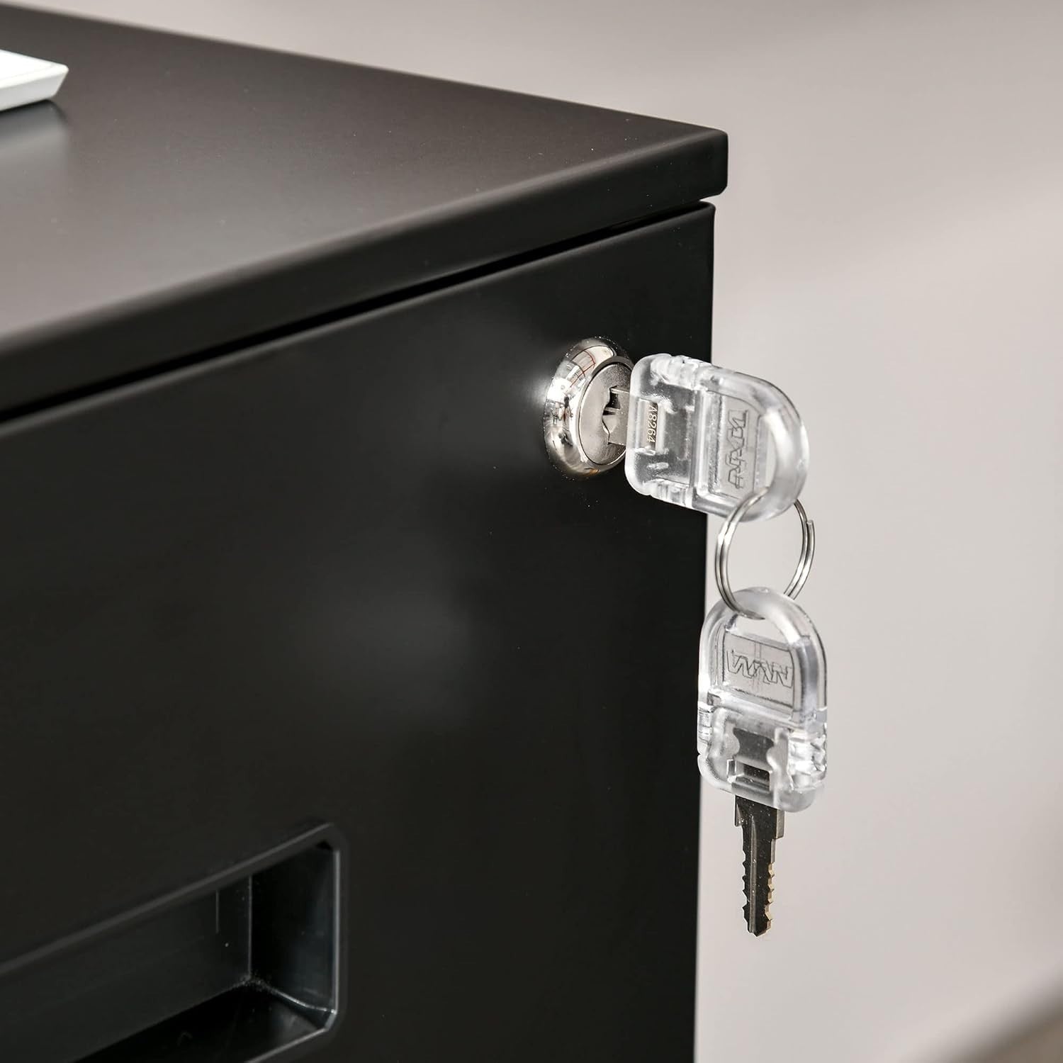 Black 2 Drawer Mobile Filing Cabinet Lockable Steel A4 Letter Under Desk