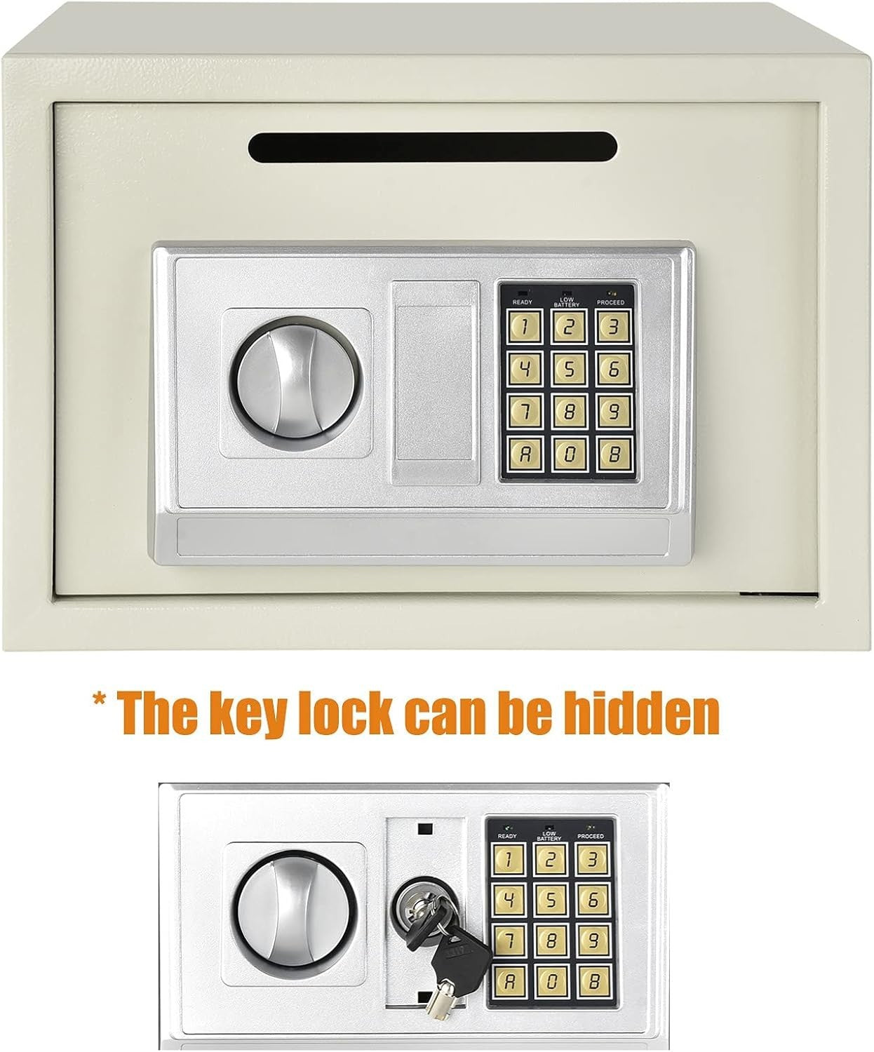 16L Digital Safe Box Cash Deposit Slot Security Lock White Safe