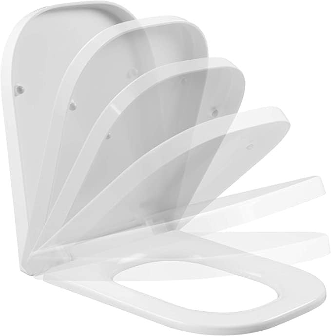 Square Toilet Seat Soft Close Quick Release Adjustable Hinges Easy Clean 42x36cm