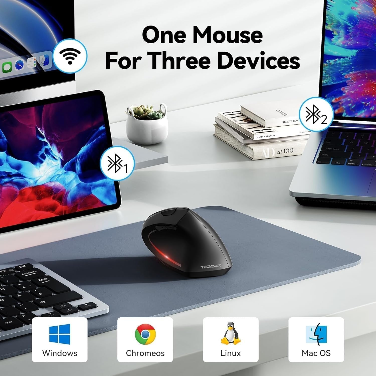 Vertical Ergonomic Wireless Mouse 4800 DPI Silent 6 Button