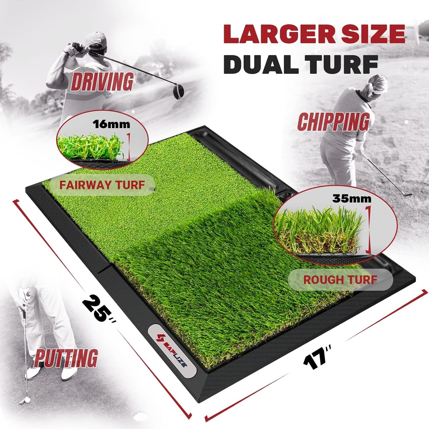 Extra Large Golf Hitting Mat Non Slip Foldable 2in1