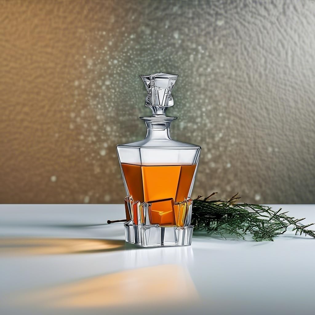 Premium Square Whiskey Decanter 820g Glass 29oz Liquor Bottle with Stopper