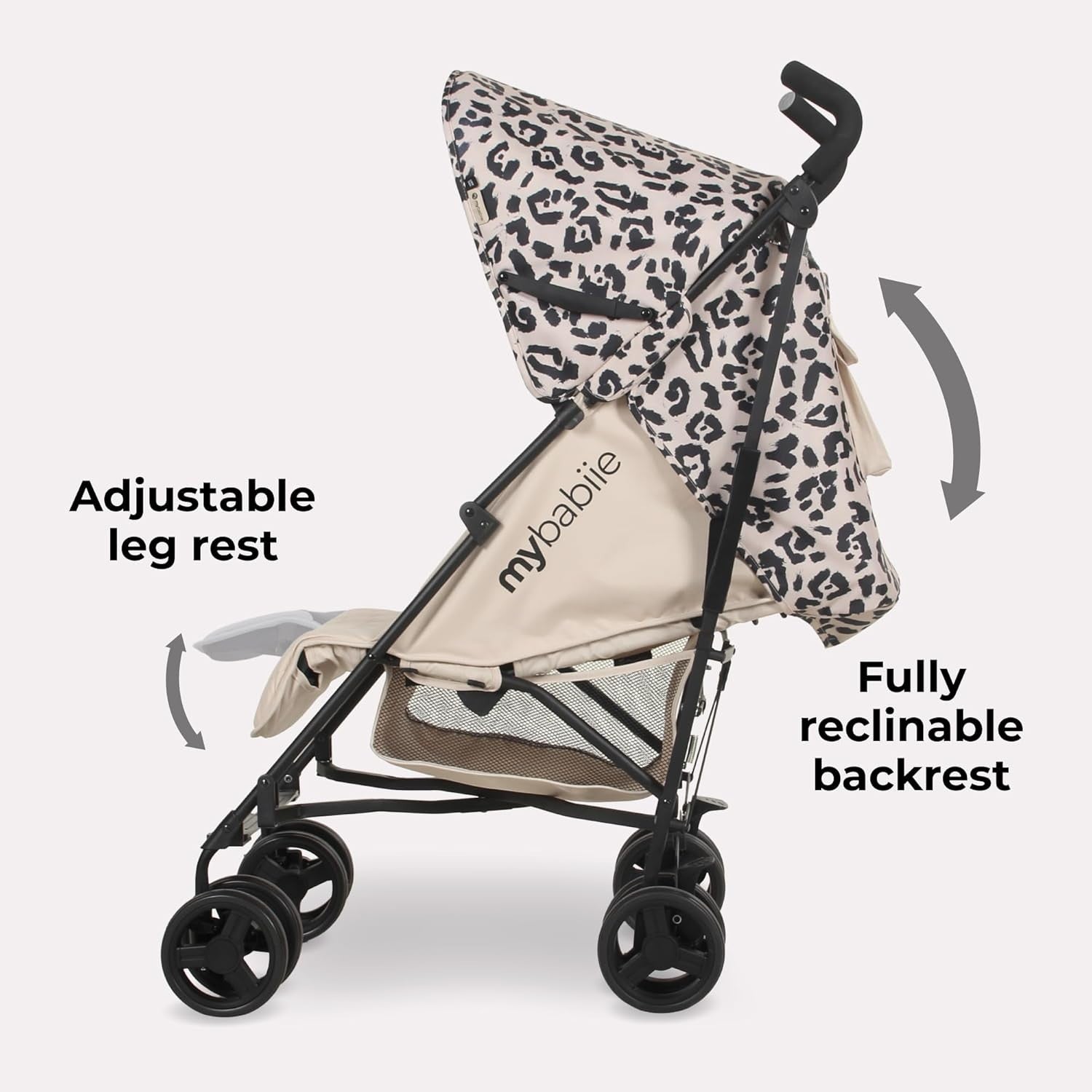 Lightweight Umbrella Stroller Compact Fold Travel Buggy Reclining Seat Leopard