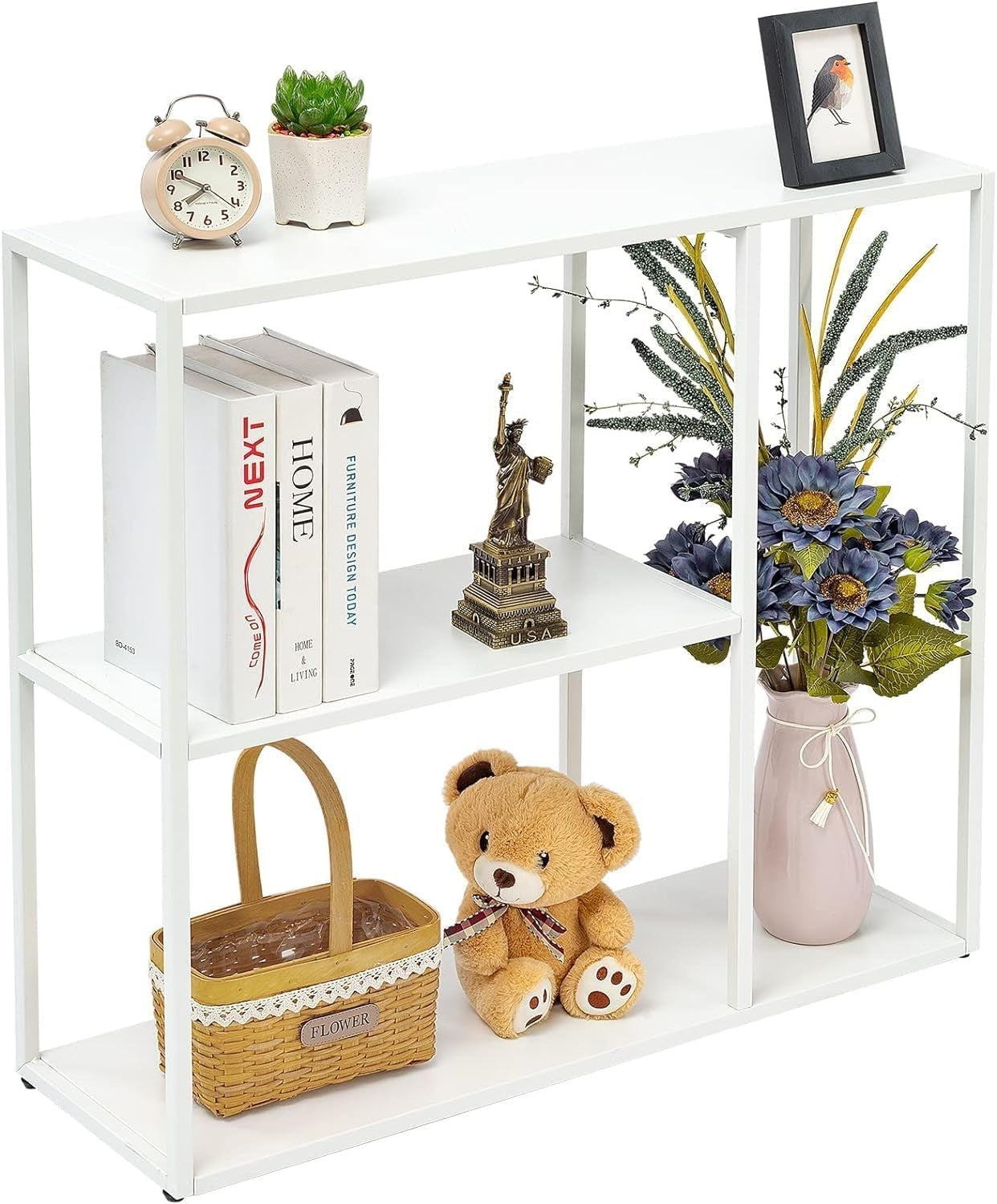 3 Tier Metal Console Table with Shelves - Space-Saving, Durable, Multi-Use