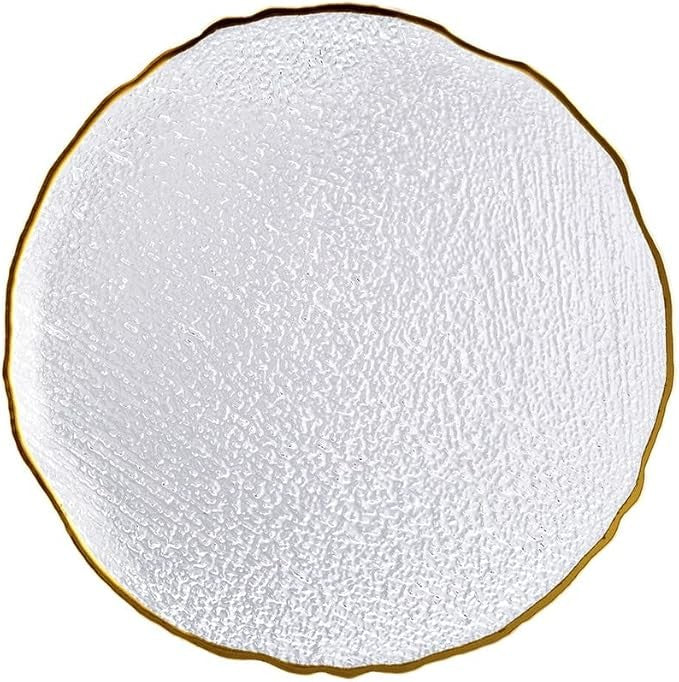 12 Piece Glass Dinnerware Set for 4 Gold Rim Plates Bowls Luxury Tableware