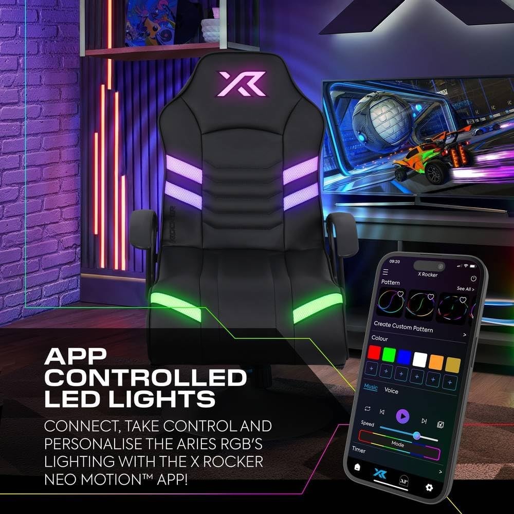 RGB Gaming Chair Pedestal 2.1 Audio LED Lights Faux Leather