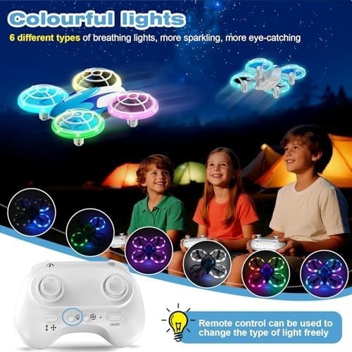 Mini Drone for Kids with 6 LED Modes, 3 Batteries, 360° Flip & Safe Design
