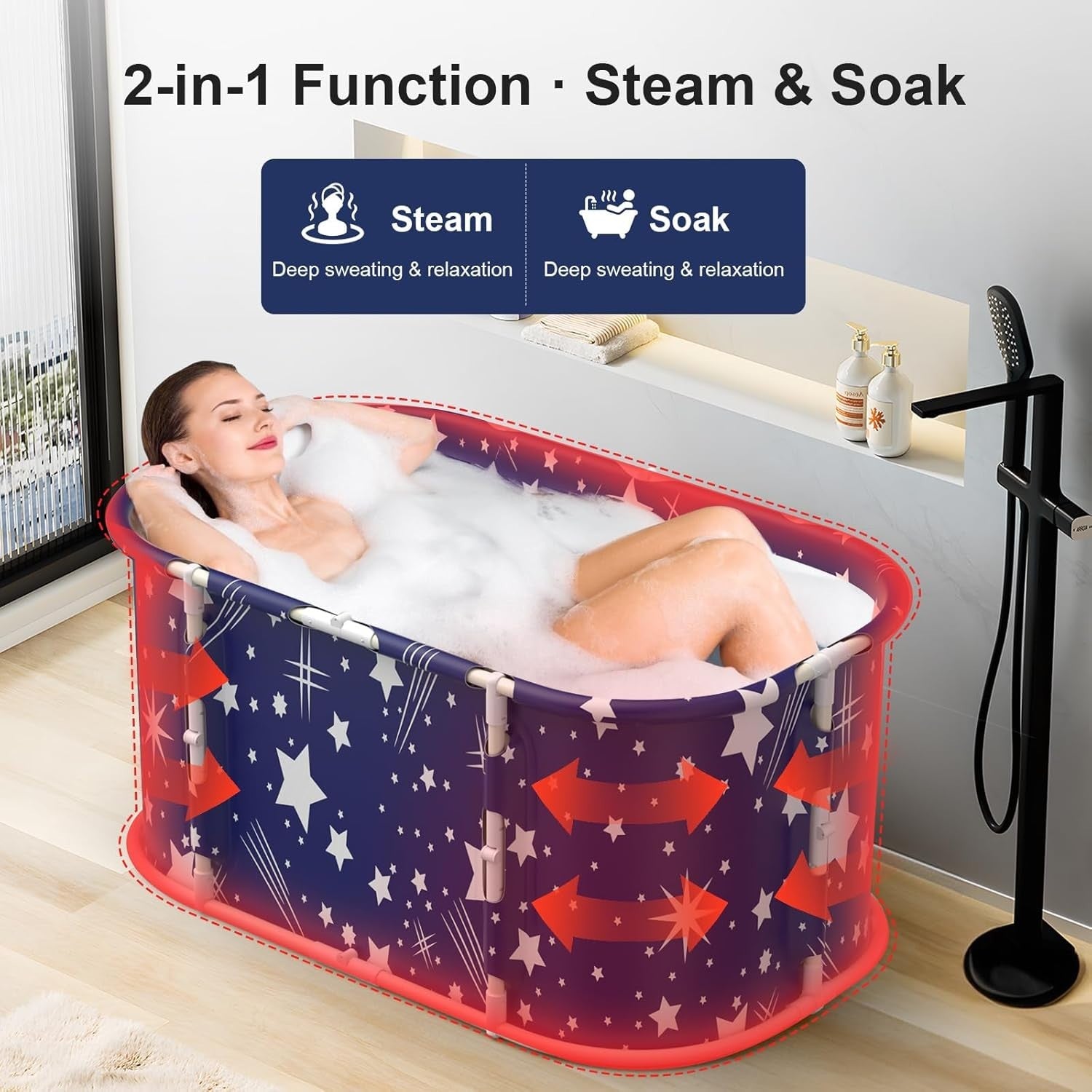 Extra-Large Portable Foldable Bathtub for Adults Spa Hot & Ice Baths