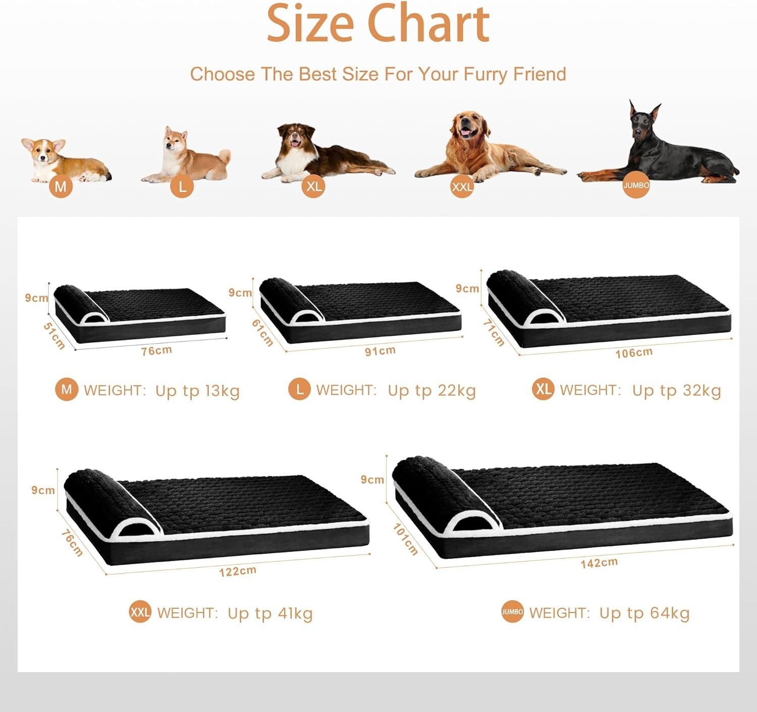 Jumbo Orthopedic Dog Bed 142x101cm Waterproof Foam Mat