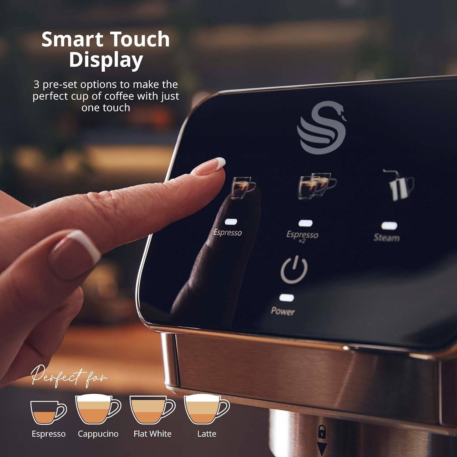 Compact Digital Espresso Machine 20 Bar Pump Milk Frother Stainless Steel 1.2L