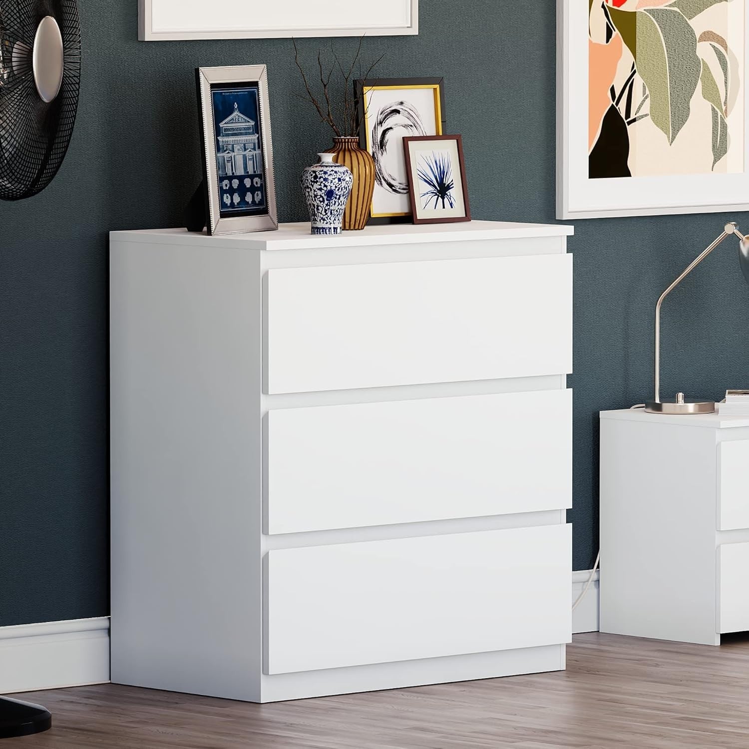 Modern 3 Drawer Chest White Storage Unit Compact Bedroom Organizer Furniture