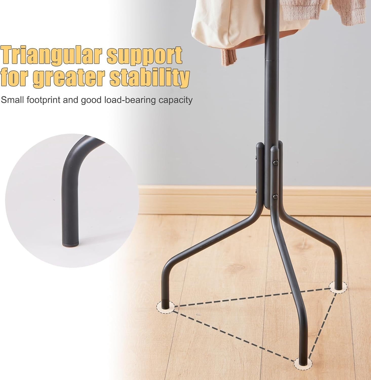 Black Metal Coat Rack Freestanding with 12 Hooks | Hat & Scarf Organizer