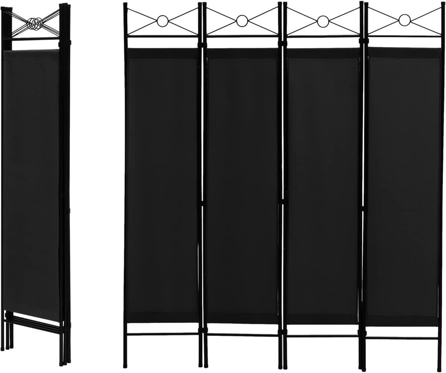 4 Panel Black Folding Room Divider Screen Privacy Partition for Bedroom Office