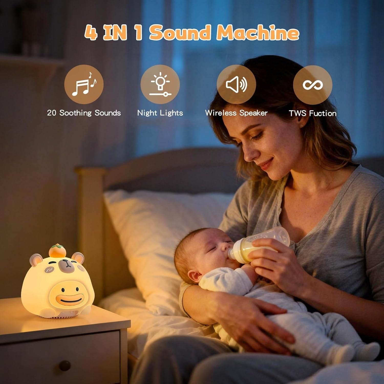White Noise Machine for Kids & Adults with Night Light & Bluetooth