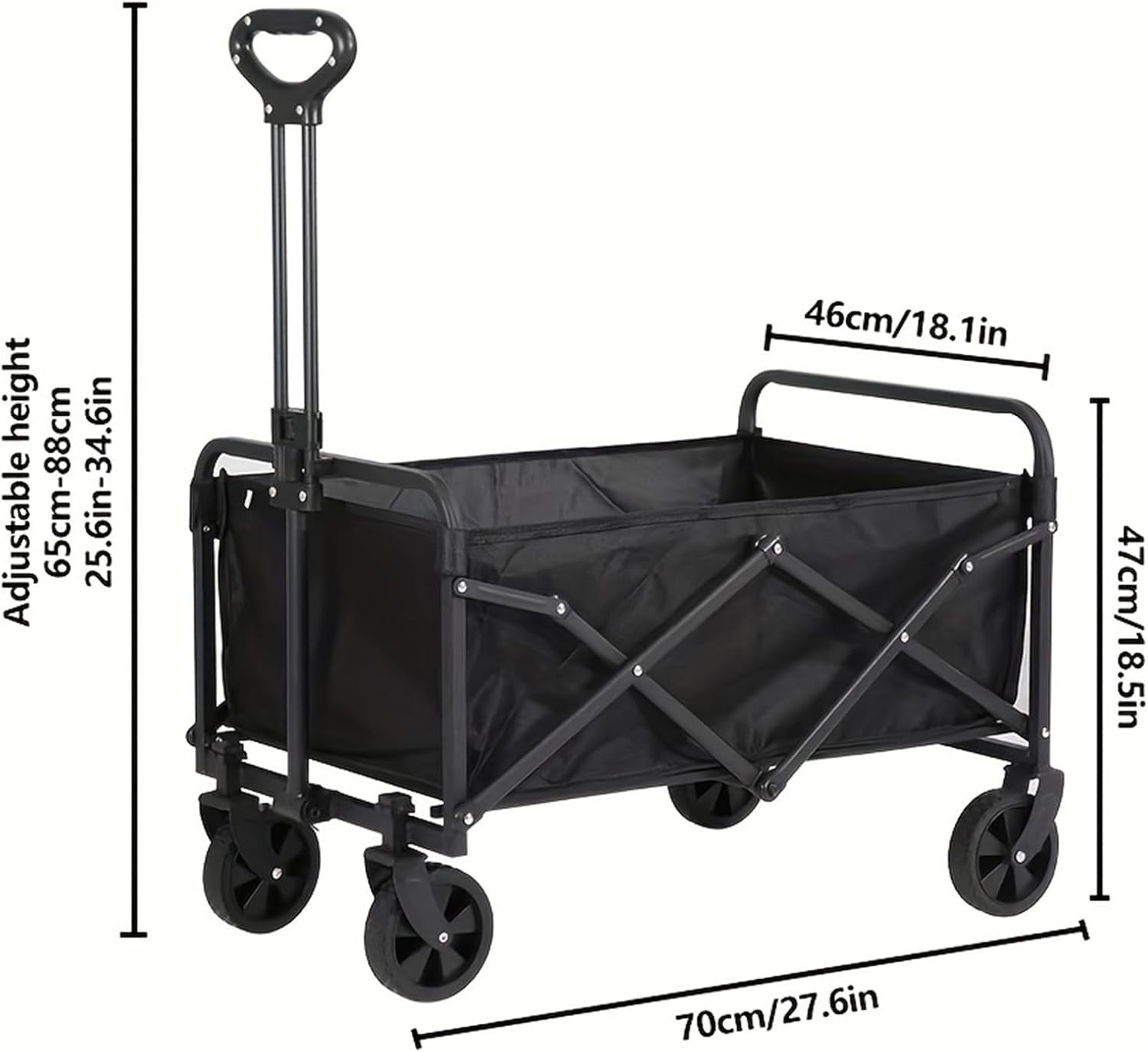 Black 100L Folding Festival Trolley Heavy Duty Camping Beach Wagon 330lbs