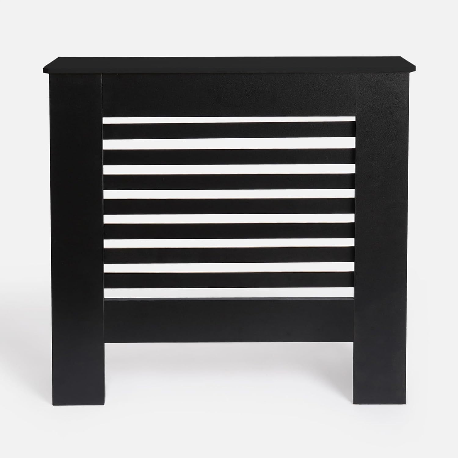 Small Black Slatted Radiator Cover 78x19x82cm – Modern MDF Cabinet