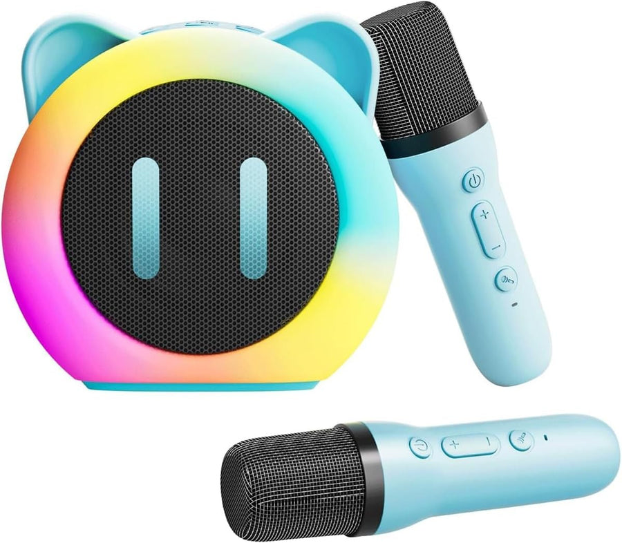 Kids Karaoke Machine Bluetooth Speaker 2 Mics LED Lights