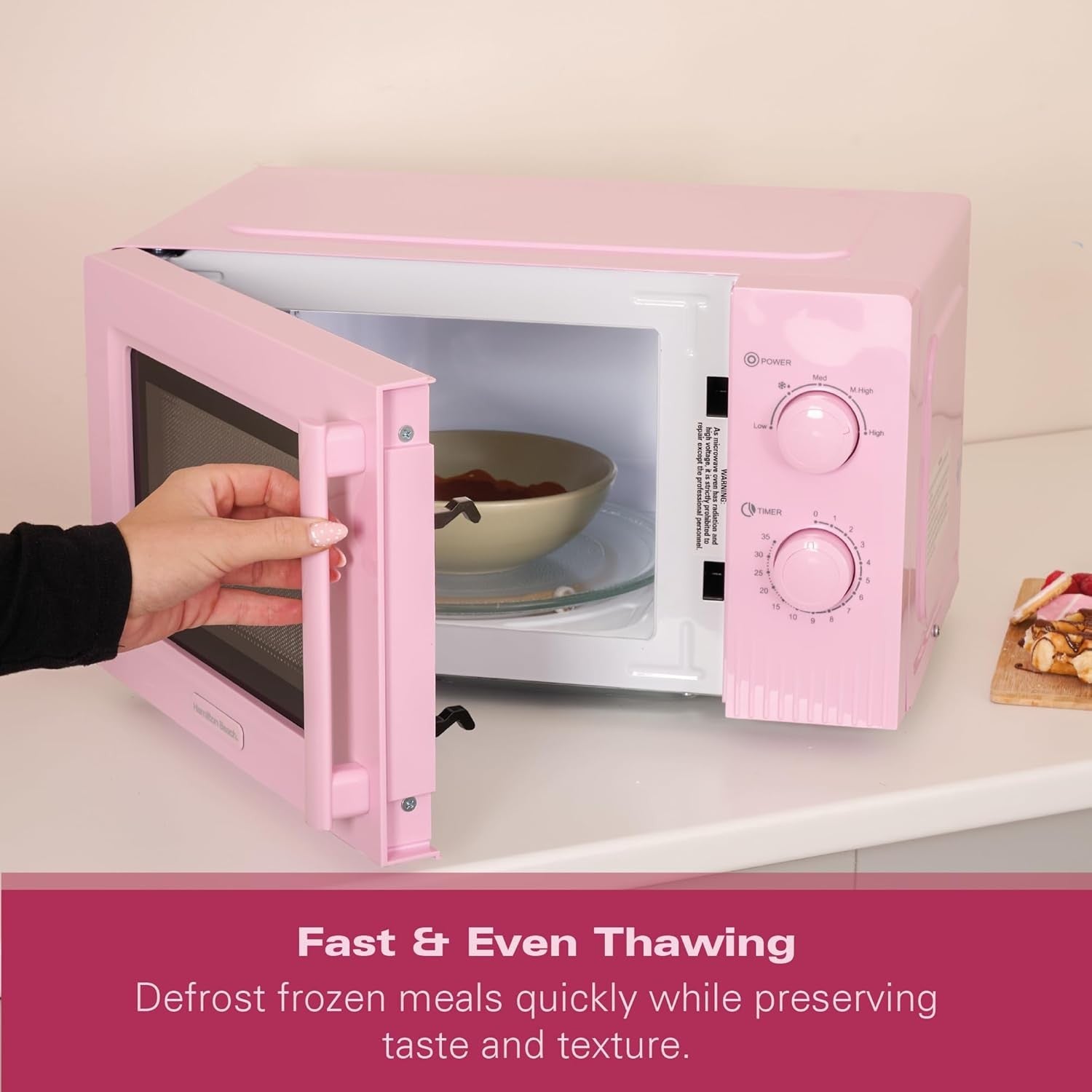 20L Manual Microwave 800W 5 Power Levels Quick Defrost Flamingo