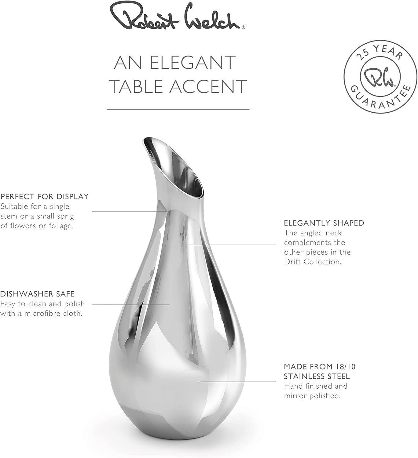 Stainless Steel Decorative Vase Modern Sculptural Home Décor Table Accent