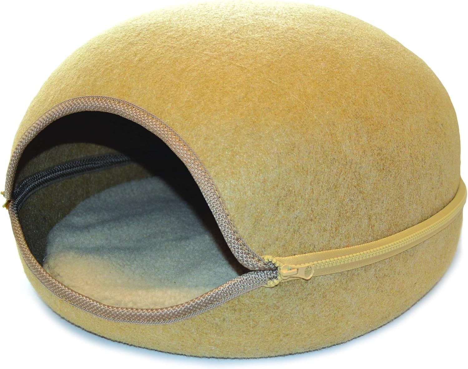 Luxury Cat Pod Bed Fleece Cat Cave Zip Access Padded Cushion Cozy